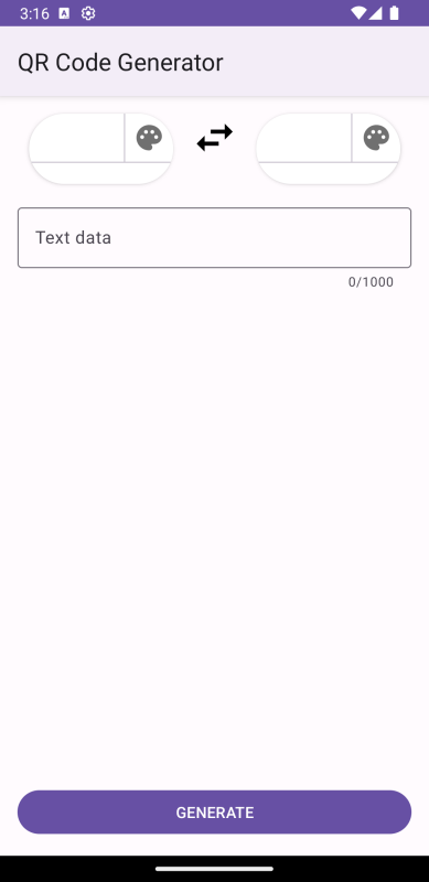 Running app screenshot with color buttons